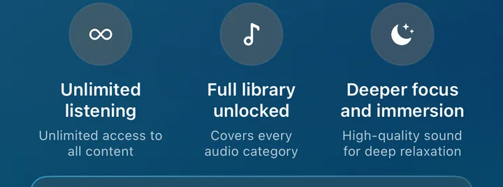 Quality Sleep Premium screen presenting full library access